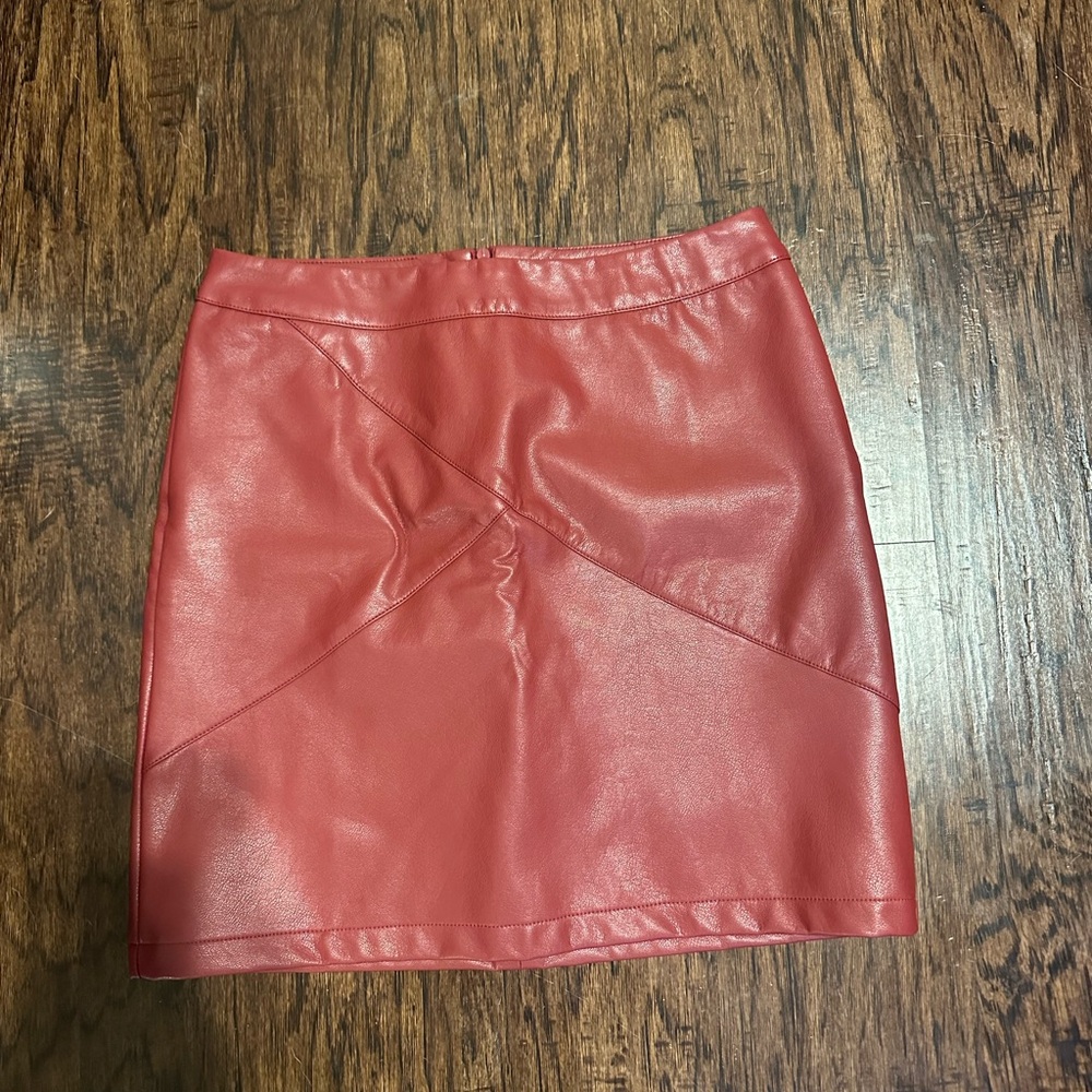 Burgundy Leather Pencil Skirt